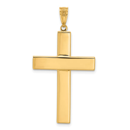 14K Two-tone Polished and Textured Crucifix Pendant
