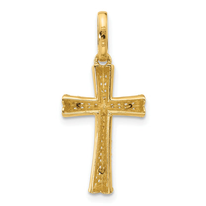 14K Two-tone Polished CZ Crucifix with Heart Ends Pendant