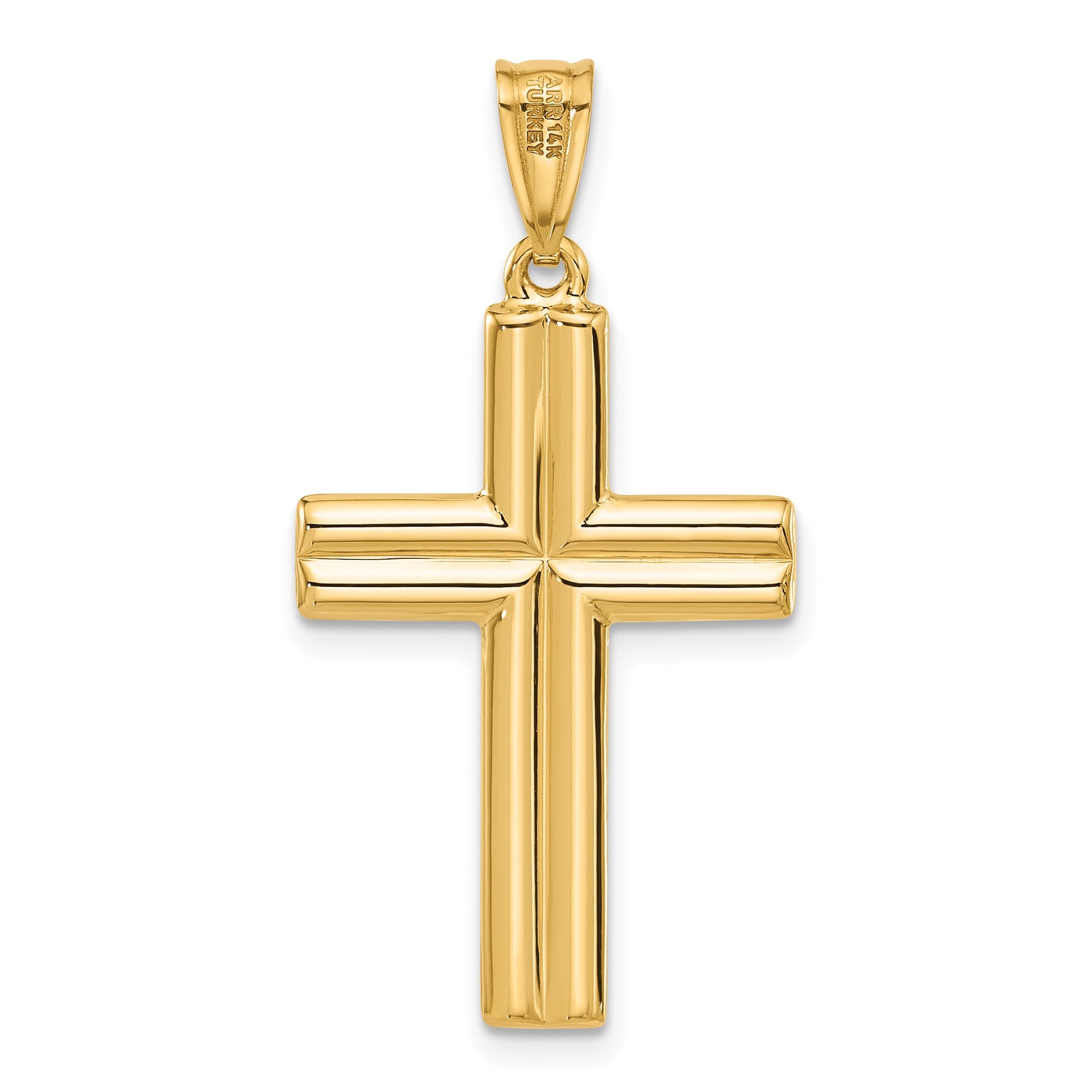 14K Two-tone Polished and Textured Crucifix Pendant