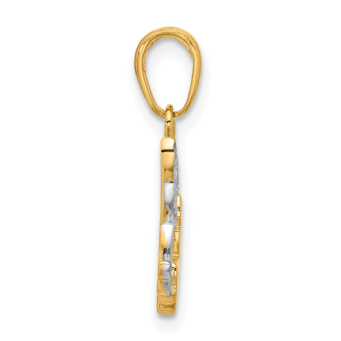 14K with White Rhodium Diamond-cut Doves Pendant