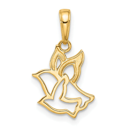 14K with White Rhodium Diamond-cut Doves Pendant