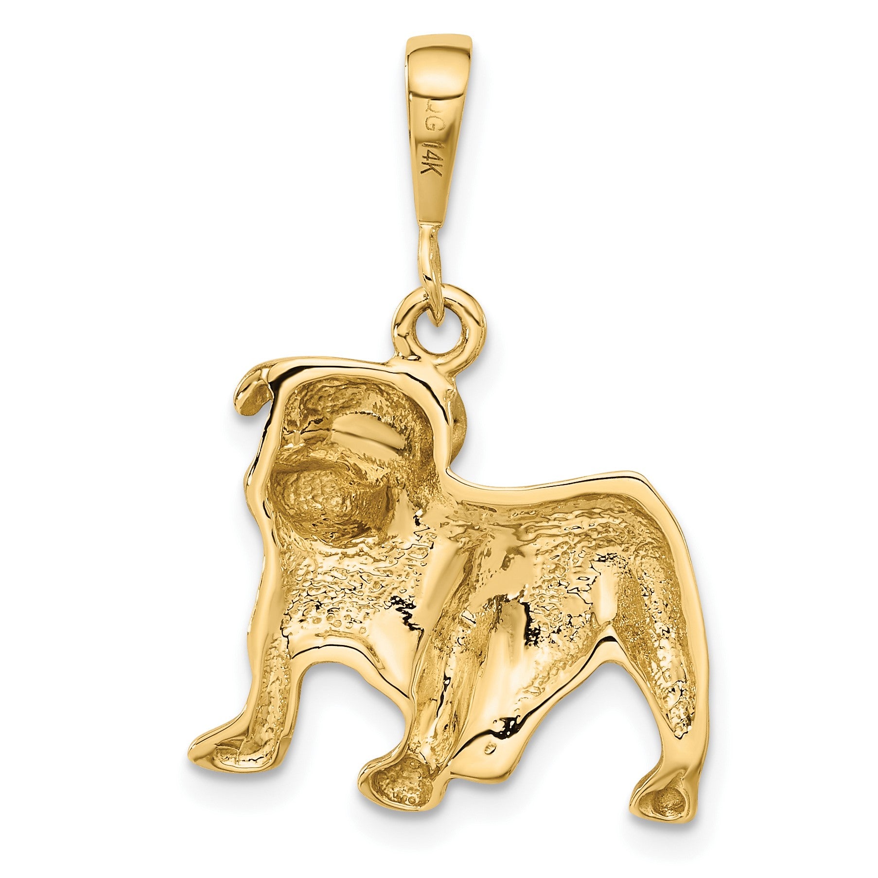 14k Satin Diamond-cut Bulldog Pendant