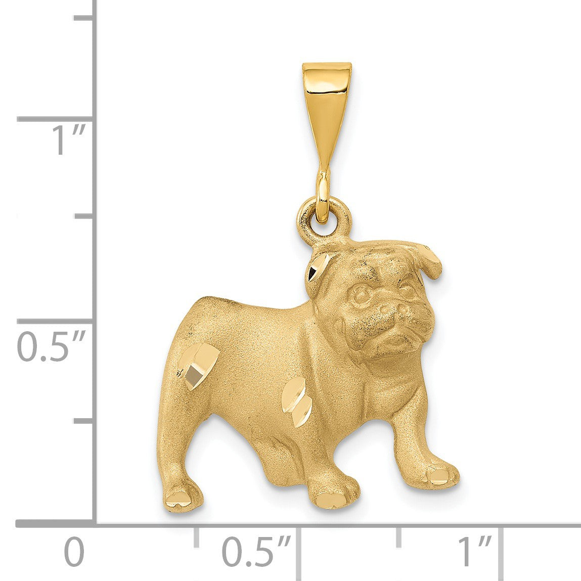 14k Satin Diamond-cut Bulldog Pendant