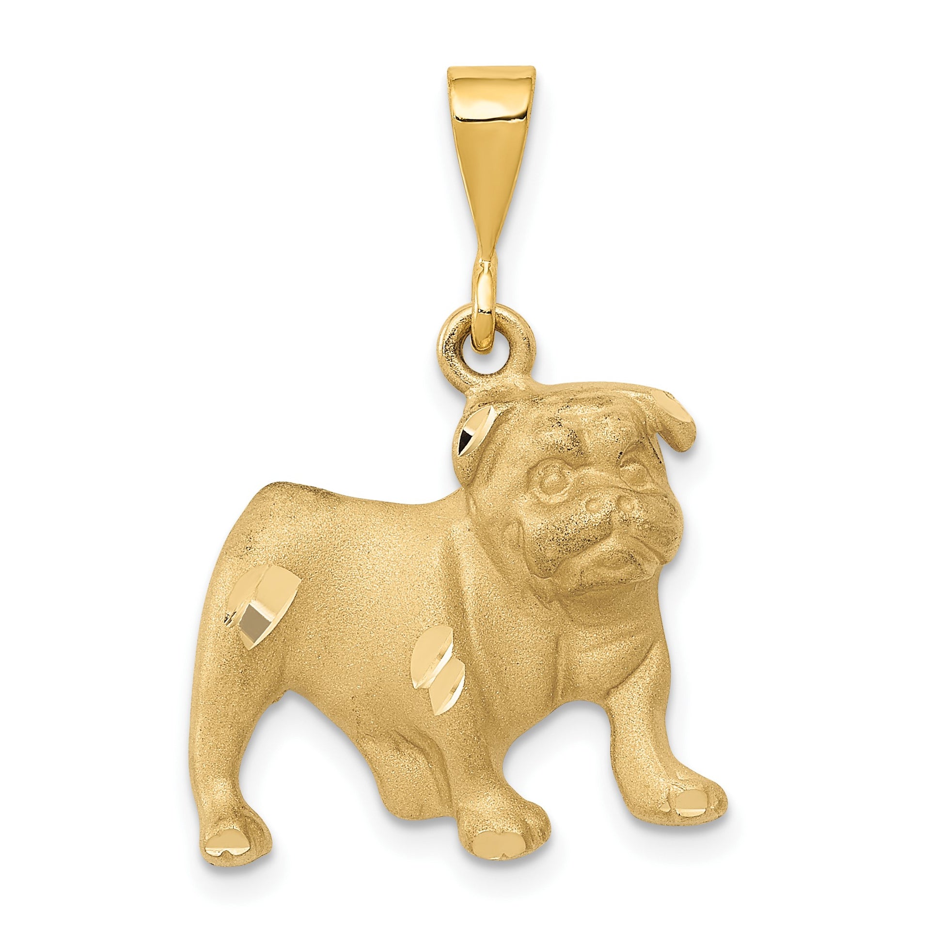 14k Satin Diamond-cut Bulldog Pendant