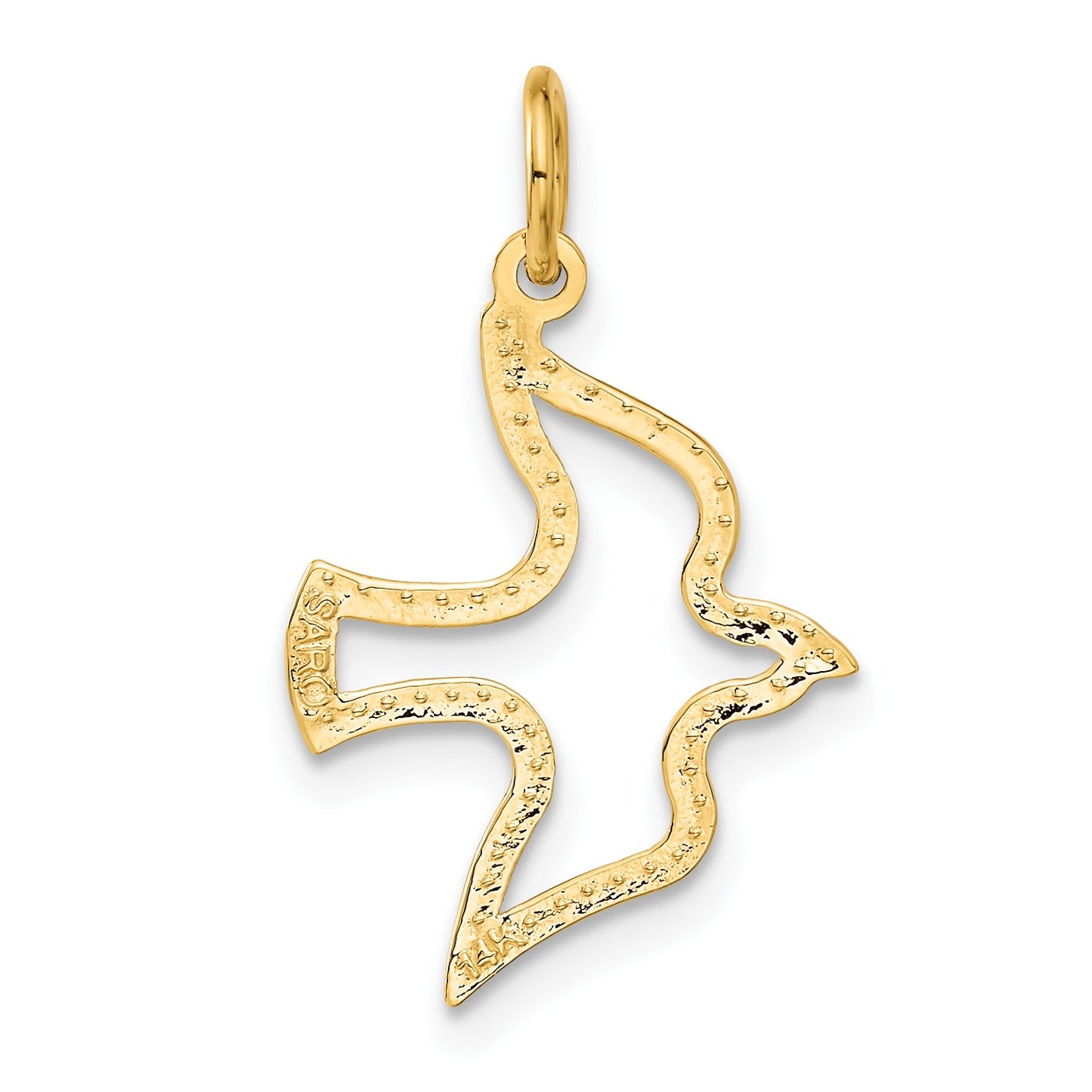 14K Satin and Diamond-Cut Dove Cut-out Charm