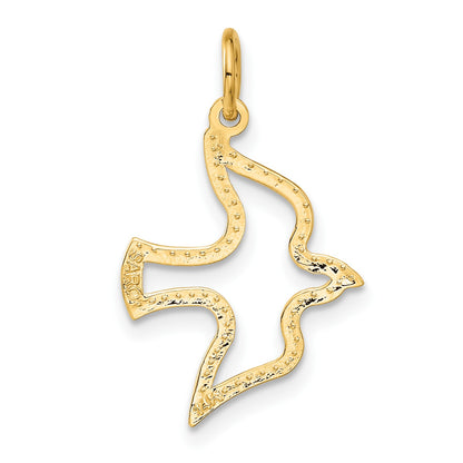 14K Satin and Diamond-Cut Dove Cut-out Charm