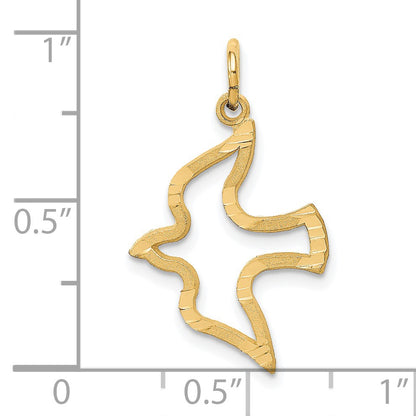 14K Satin and Diamond-Cut Dove Cut-out Charm