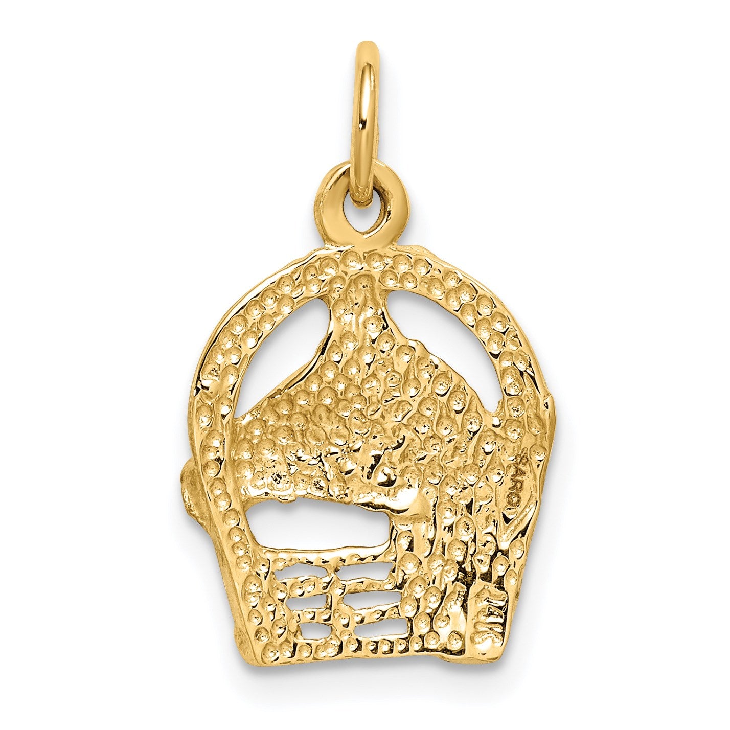 14k Satin Diamond-cut Horse Head in Horseshoe Charm