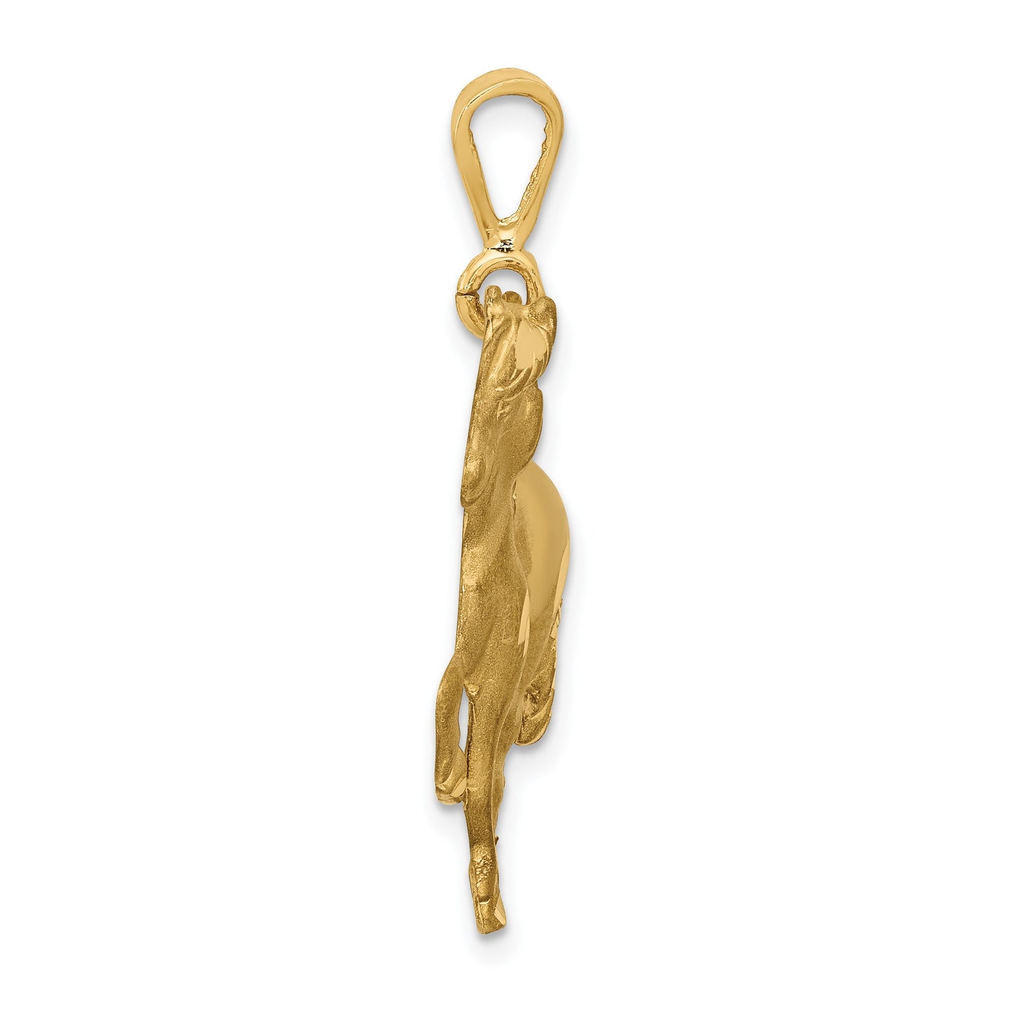 14k Satin Diamond-cut Horse Pendant