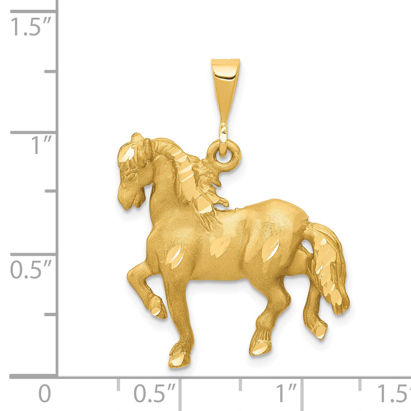 14k Satin Diamond-cut Horse Pendant