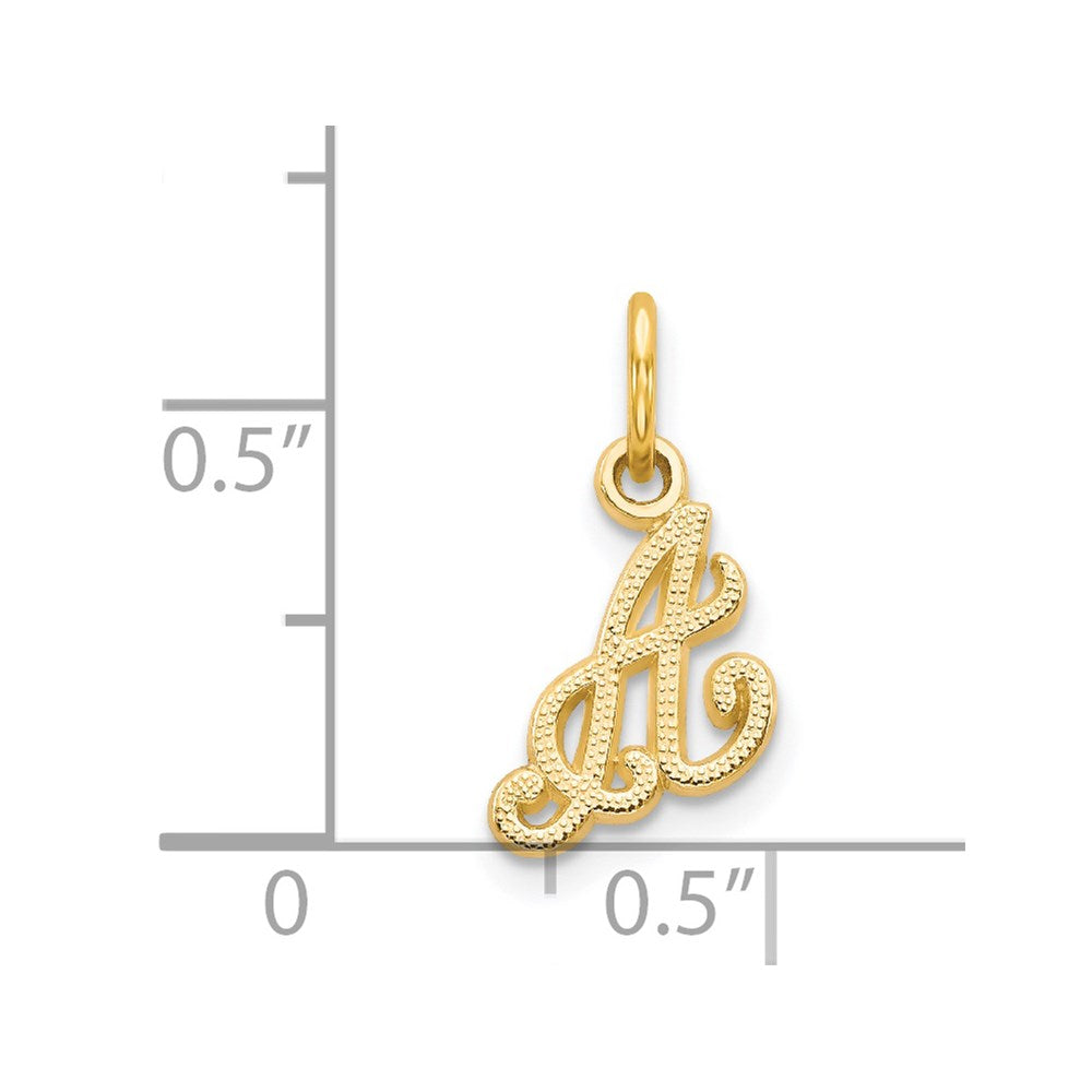 14KY Script Letter A Initial Charm