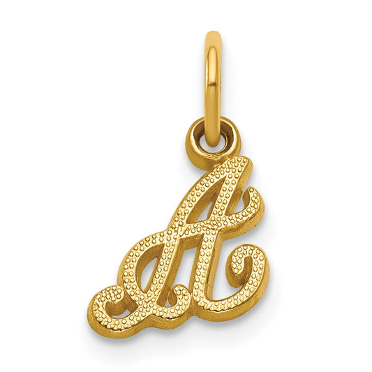 14KY Script Letter A Initial Charm