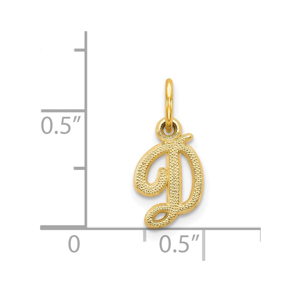 14KY Script Letter D Initial Charm