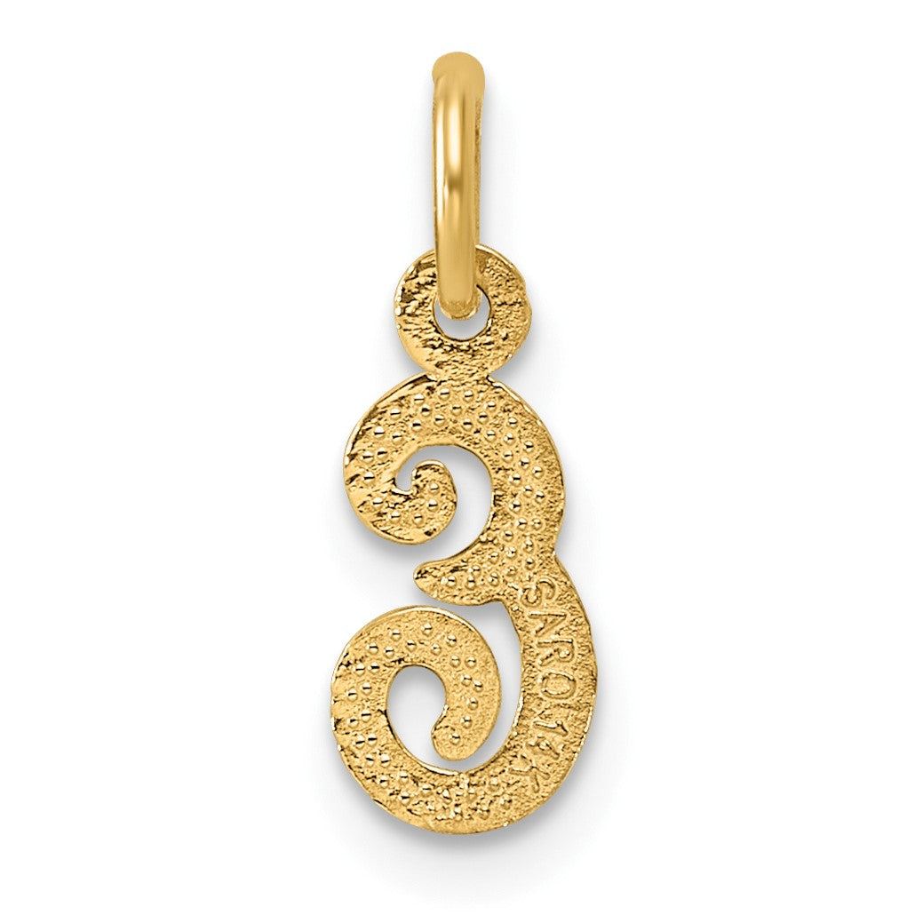 14KY Script Letter E Initial Charm