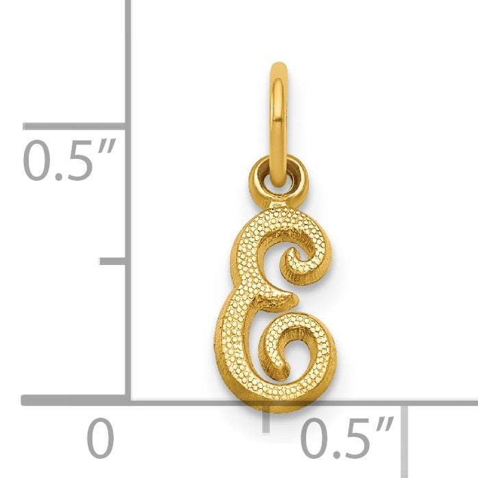14KY Script Letter E Initial Charm