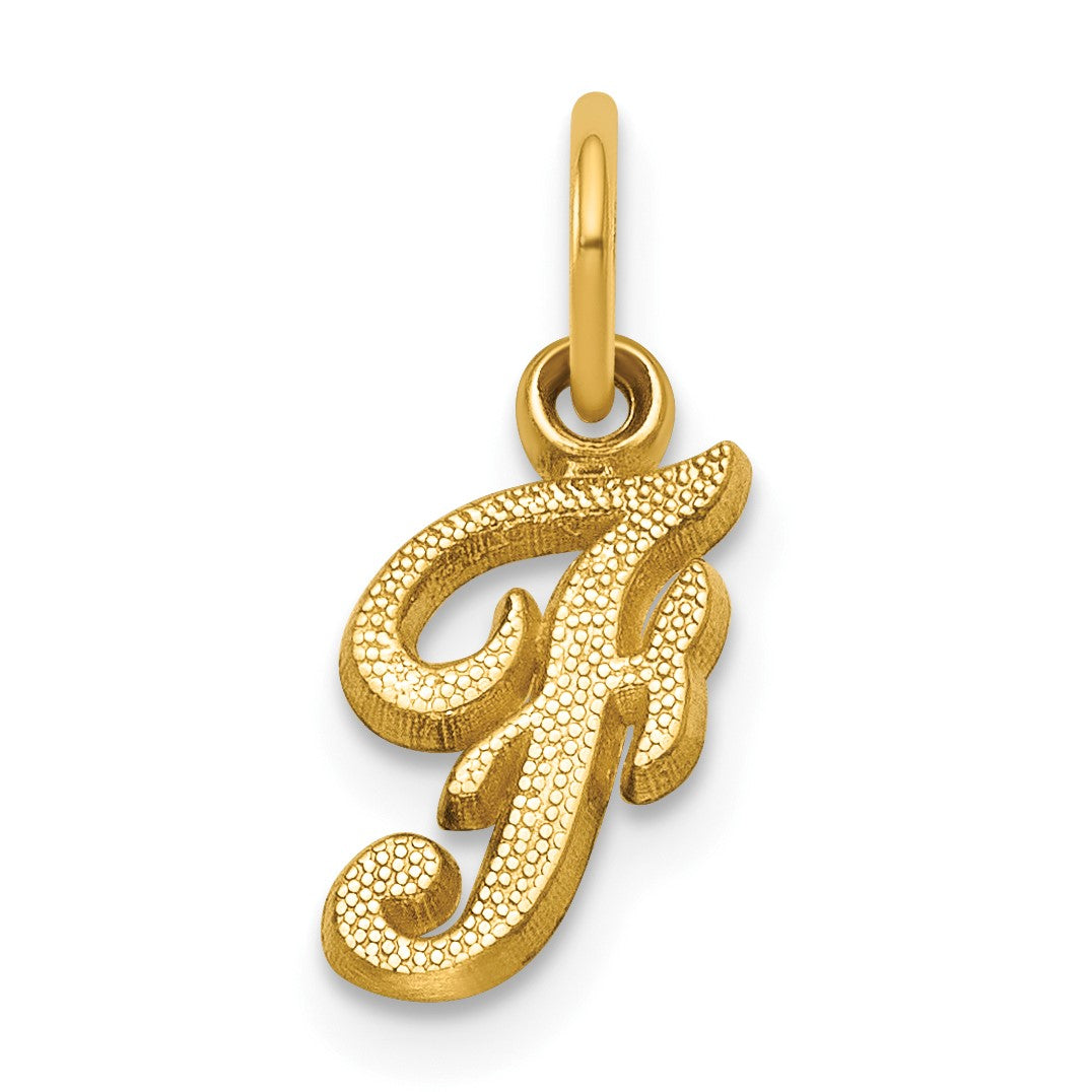 14KY Script Letter F Initial Charm