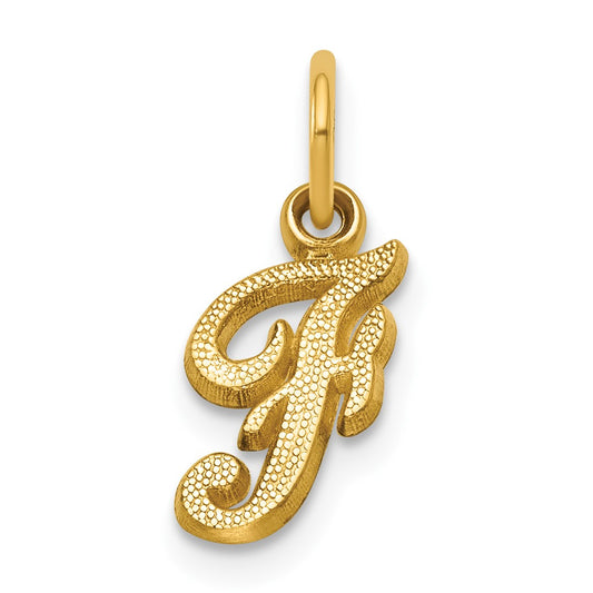 14KY Script Letter F Initial Charm