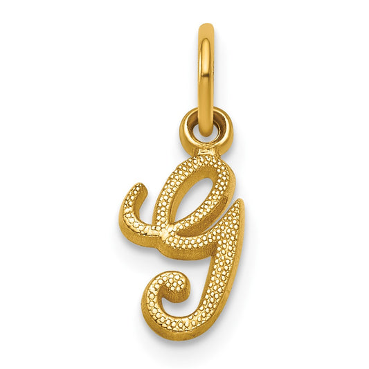 14KY Script Letter G Initial Charm
