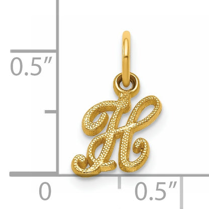 14KY Script Letter H Initial Charm