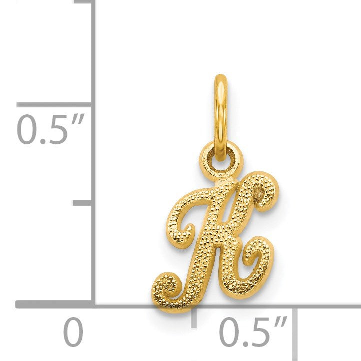 14KY Script Letter K Initial Charm