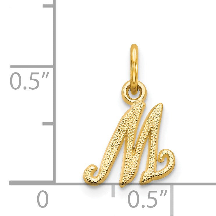 14KY Script Letter M Initial Charm