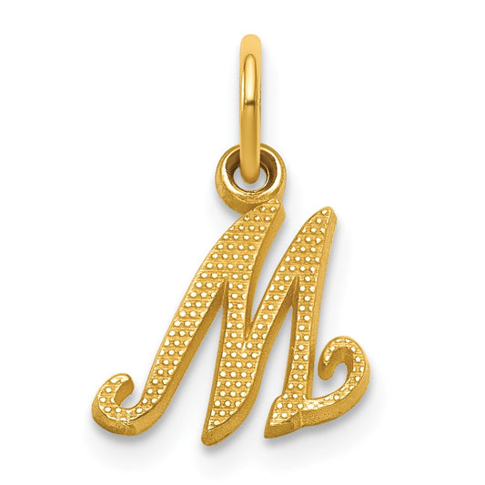 14KY Script Letter M Initial Charm