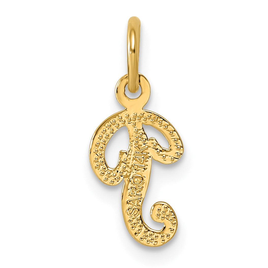 14KY Script Letter P Initial Charm