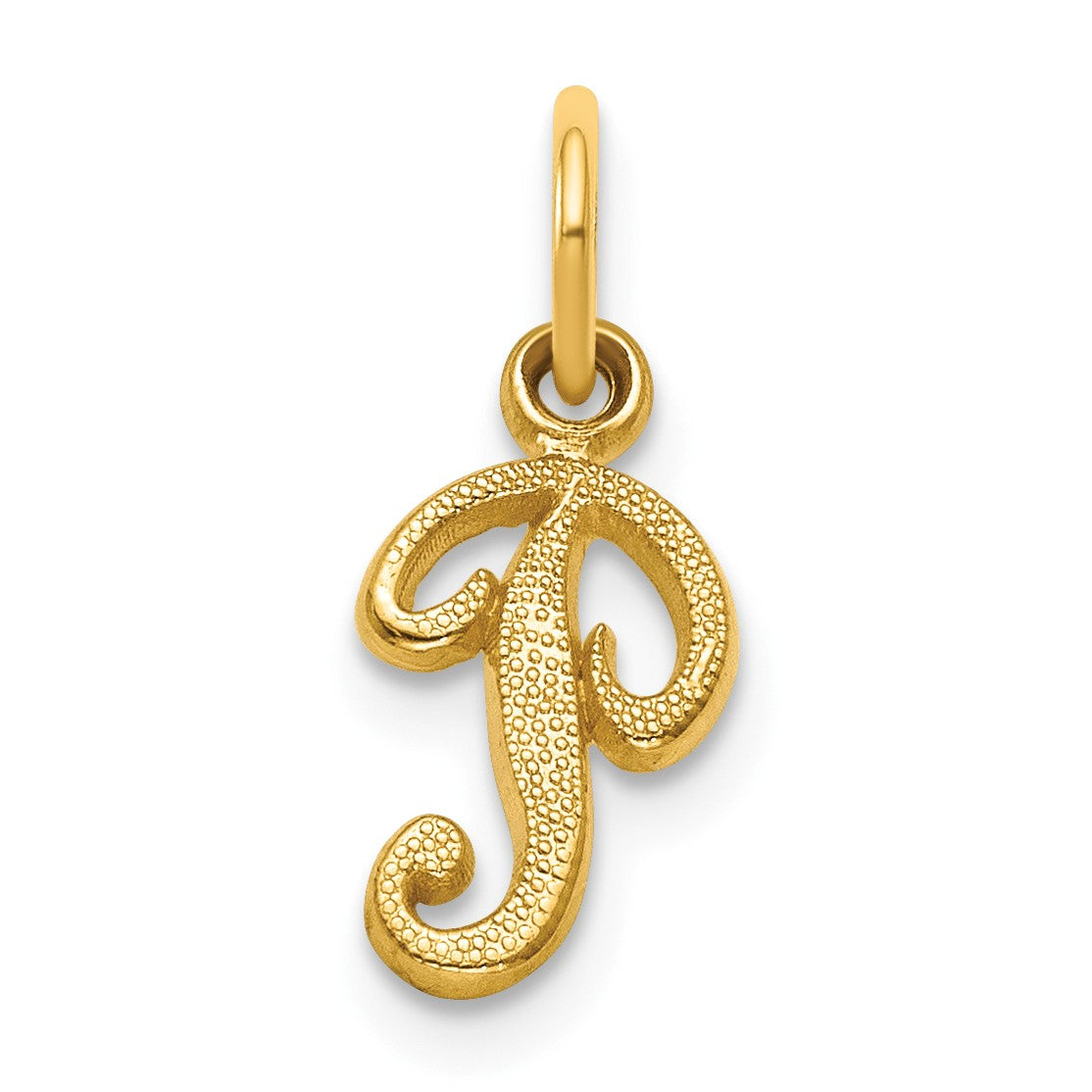 14KY Script Letter P Initial Charm