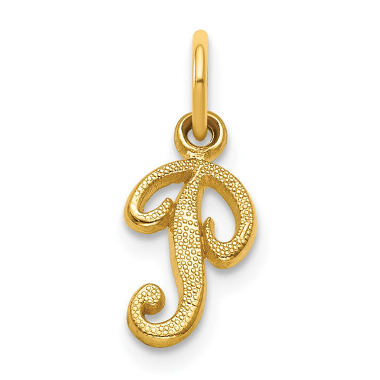 14KY Script Letter P Initial Charm