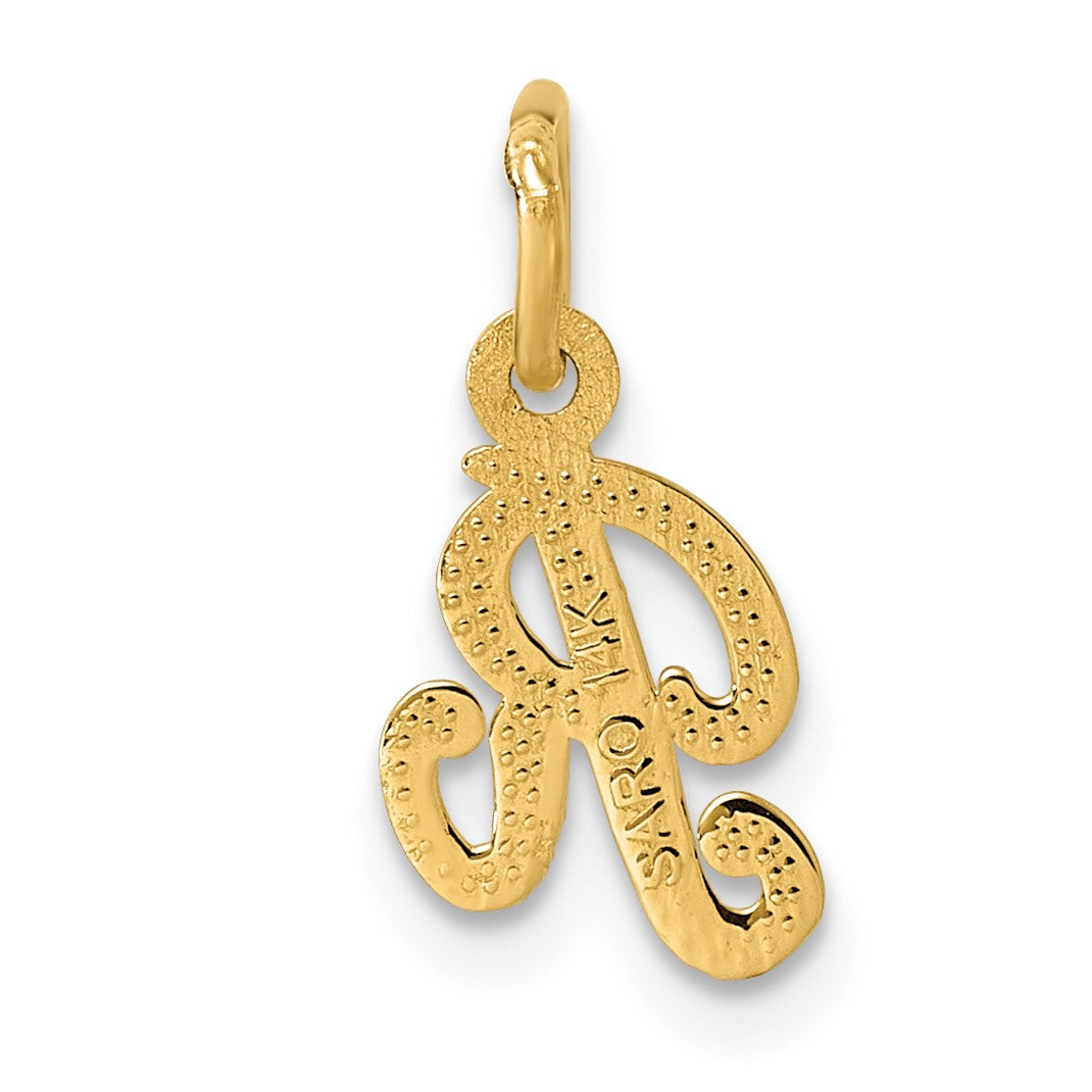 14KY Script Letter R Initial Charm
