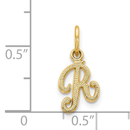 14KY Script Letter R Initial Charm