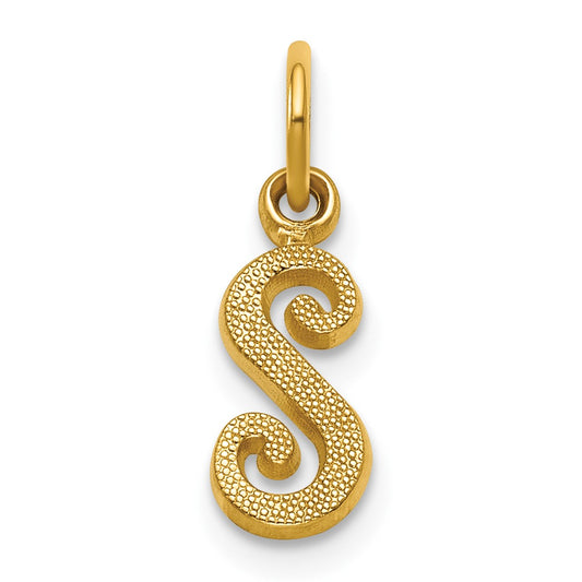 14KY Script Letter S Initial Charm
