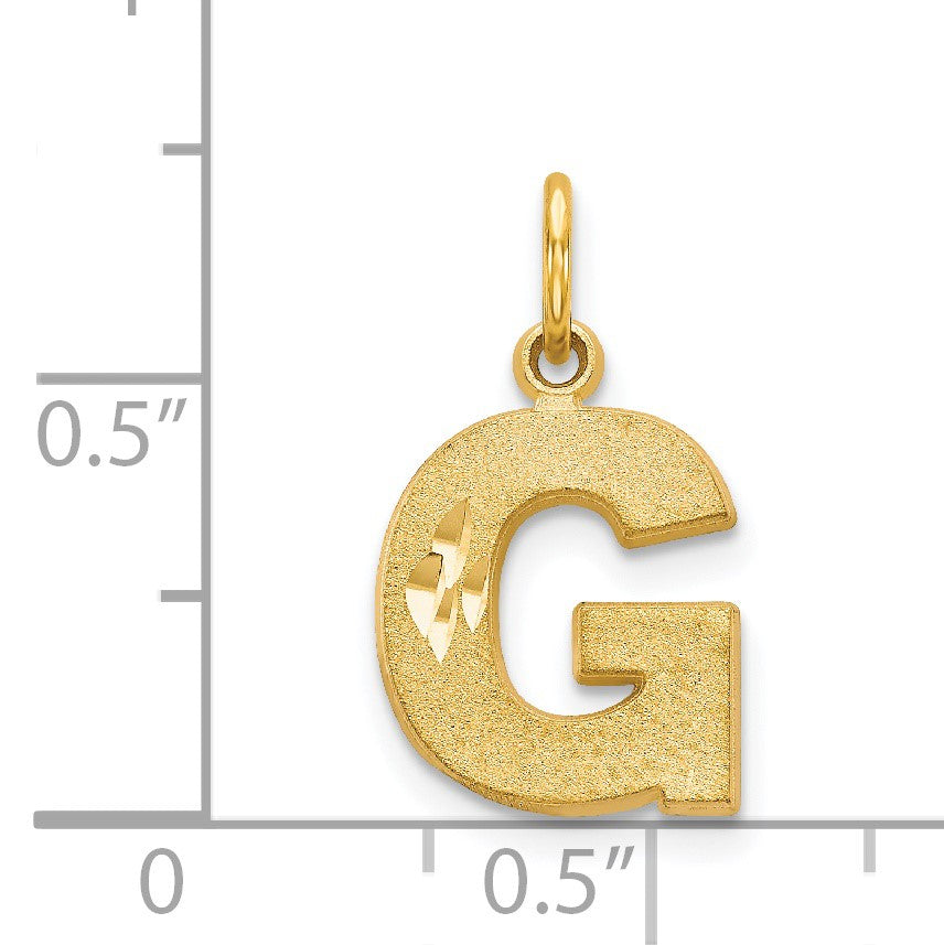 14KY Satin Diamond-cut Letter G Initial Charm