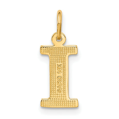 14KY Satin Diamond-cut Letter I Initial Charm