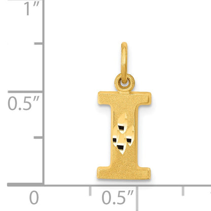 14KY Satin Diamond-cut Letter I Initial Charm