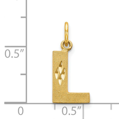 14KY Satin Diamond-cut Letter L Initial Charm