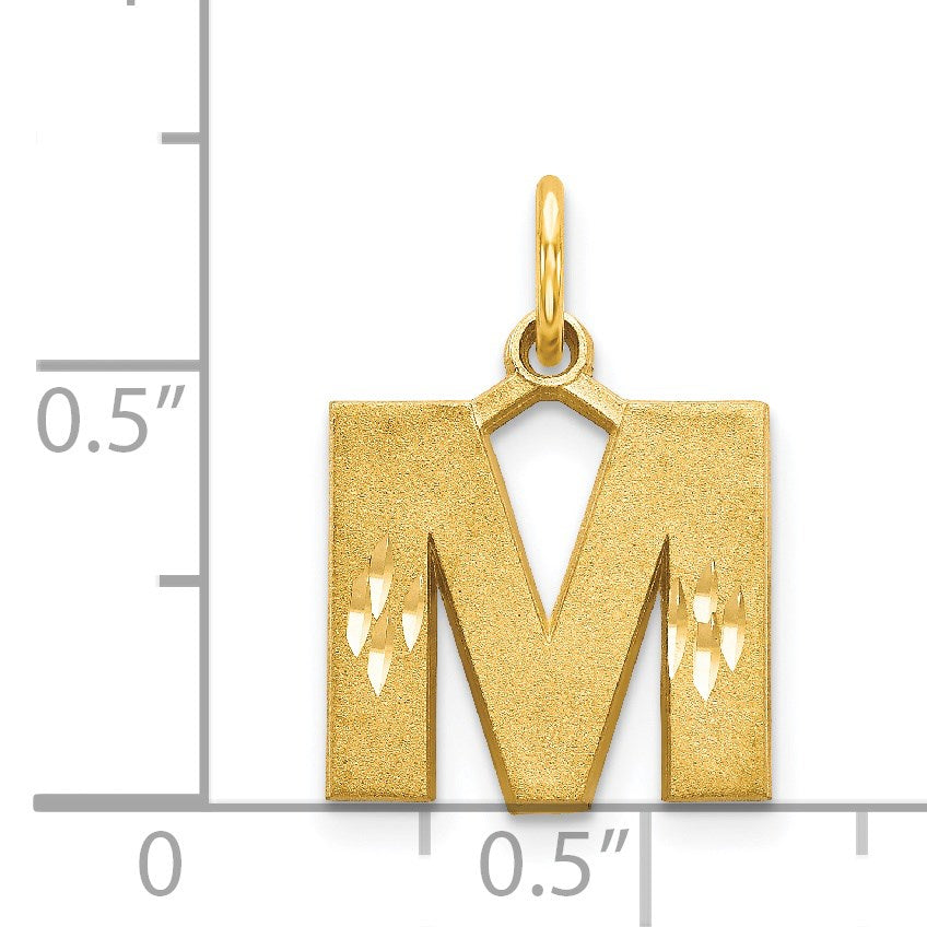 14KY Satin Diamond-cut Letter M Initial Charm