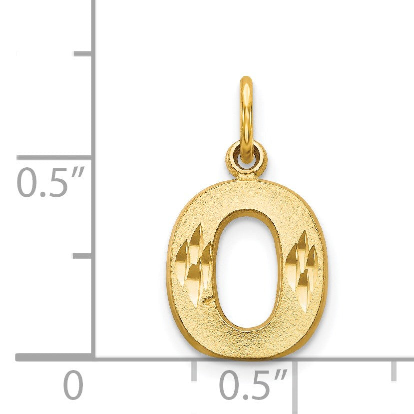 14KY Satin Diamond-cut Letter O Initial Charm