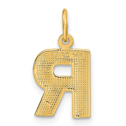 14KY Satin Diamond-cut Letter R Initial Charm