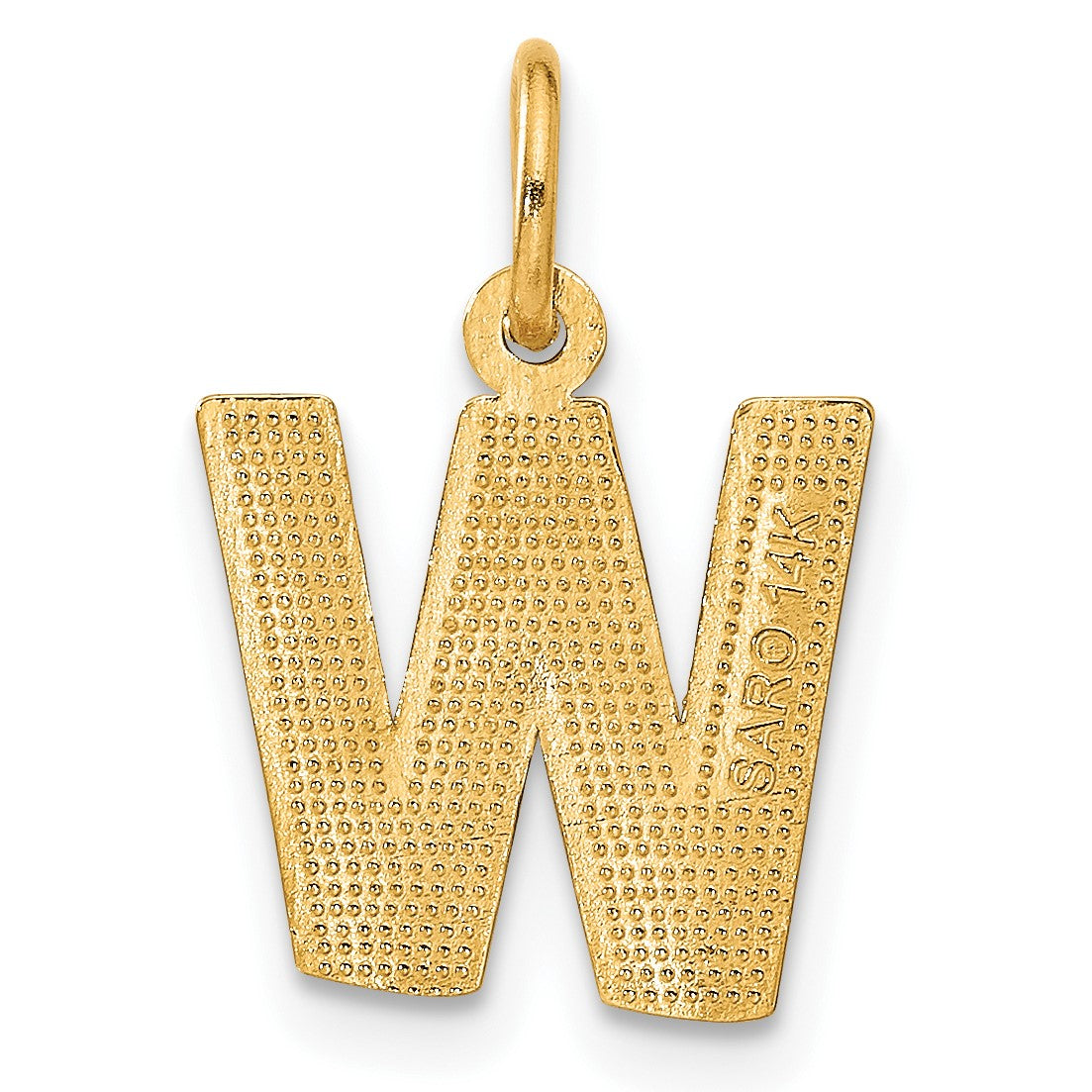 14KY Satin Diamond-cut Letter W Initial Charm