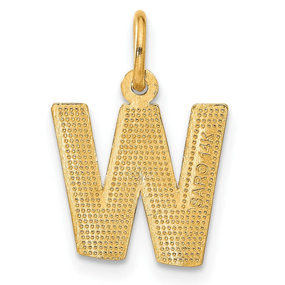 14KY Satin Diamond-cut Letter W Initial Charm