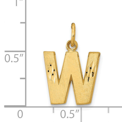 14KY Satin Diamond-cut Letter W Initial Charm