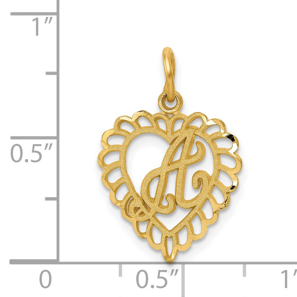 14k Heart Letter A Charm
