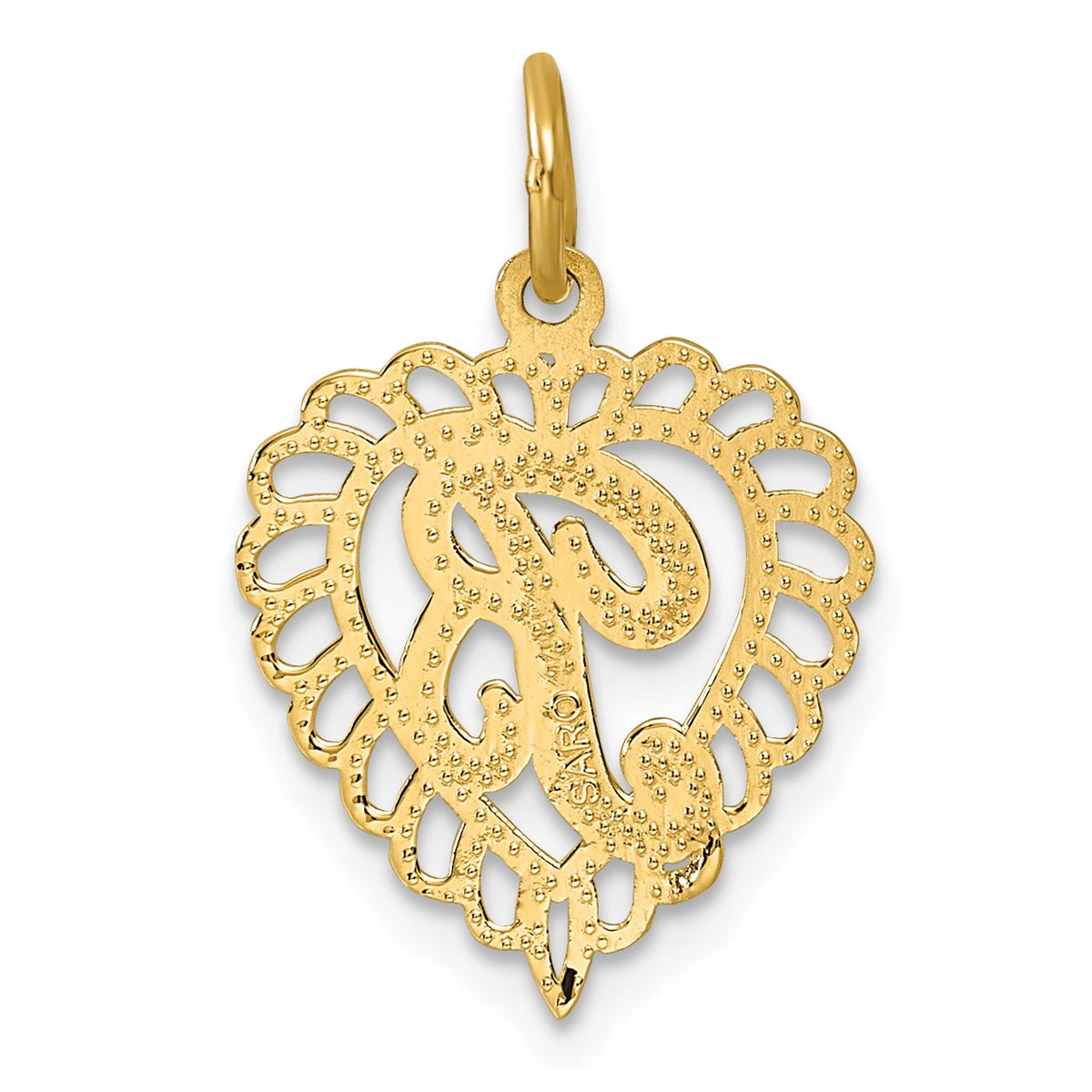 14k Heart Letter B Charm
