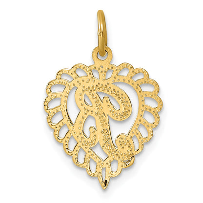 14k Heart Letter B Charm