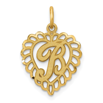 14k Heart Letter B Charm