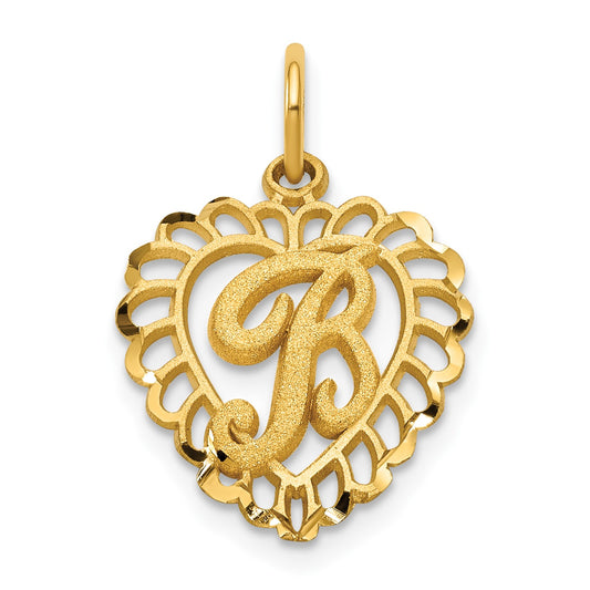 14k Heart Letter B Charm