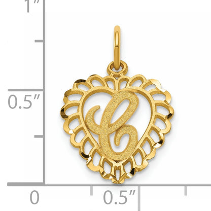 14k Heart Letter C Charm