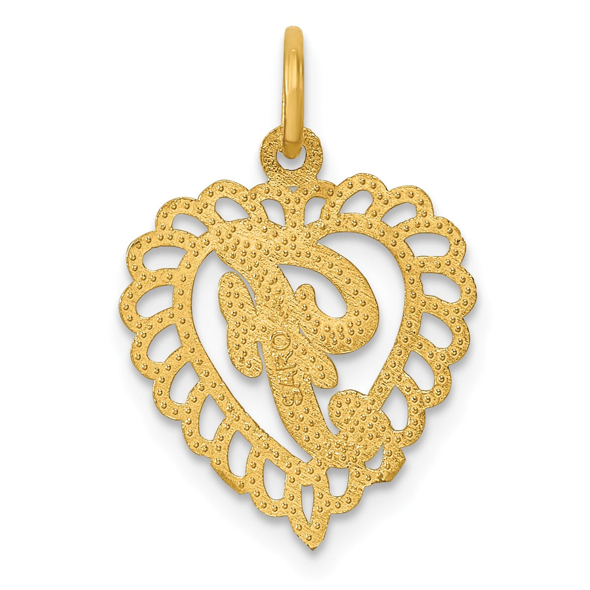 14k Heart Letter F Charm