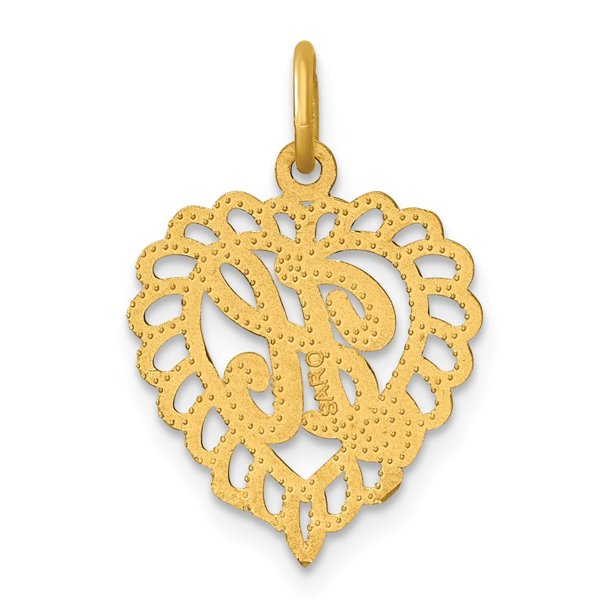 14k Heart Letter H Charm